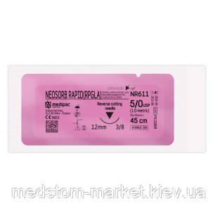 Хірургічний шовний матеріал NEOSORB RAPID 5/0, 45 см, 12 мм, 3/8 кола, що зворотно-різна