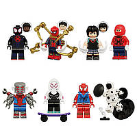 Набор человечки Марвел Человек паук фигурки для лего lego 8 штук Майлз Моралес мини фигурка