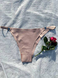 Жіночі трусики бразилійки з застібками бежеві ДМ