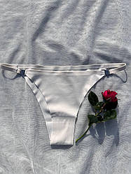 Жіночі трусики бразилійки з застібками айворі ДМ