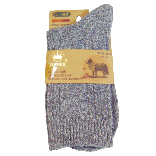 Лікувальні термошкарпетки з ослабленою гумкою верблюжа вовна Корона 2550-2 37-41 сірі, фото 1