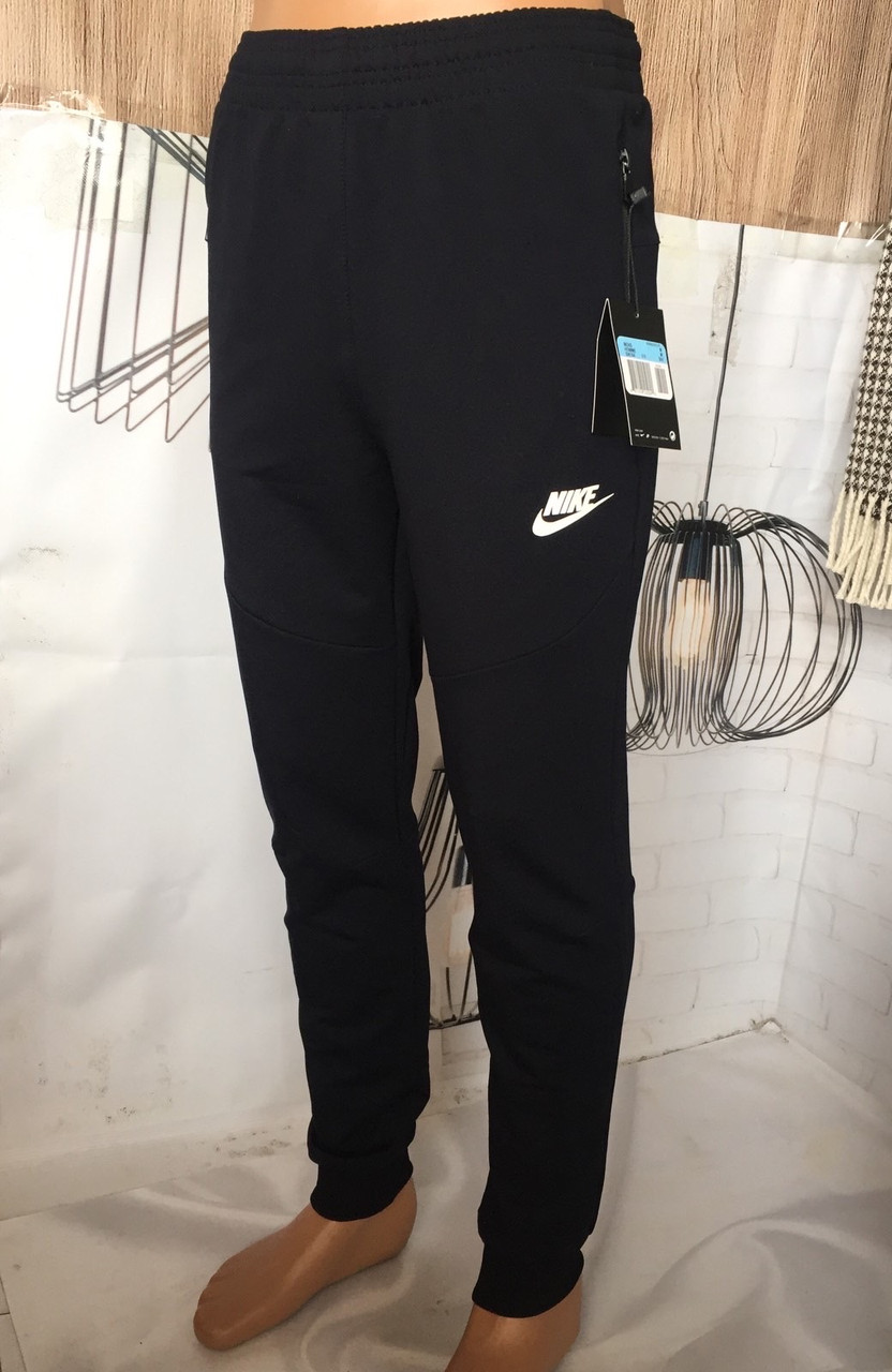 Чоловічі трикотажні спортивні штани (штани) Nike (Найк), осінні весняні сині. Чоловічий одяг, фото 1