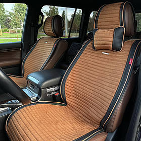 Накидки на передні сидіння CarFashion, модель MONACO FRONT, коньячний/чорний
