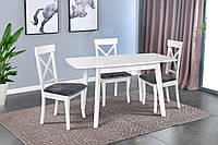 Стол обеденный раскладной из дерева + МДФ Джаз Микс мебель белый