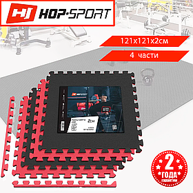 Мат-пазл Hop-Sport EVA HS-A020PM, 121 х 121х 2 см, 4 частини, Водонепроникний, червоно-чорний