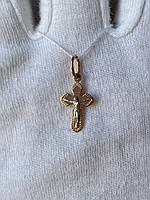 Золотой крестик с белым золотом для девушки или для ребенка