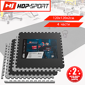 Водонепроникний Мат-пазл Hop-Sport EVA HS-A020PM, 120 х 120 х 2 см, 4 частини,, чорно-сірий