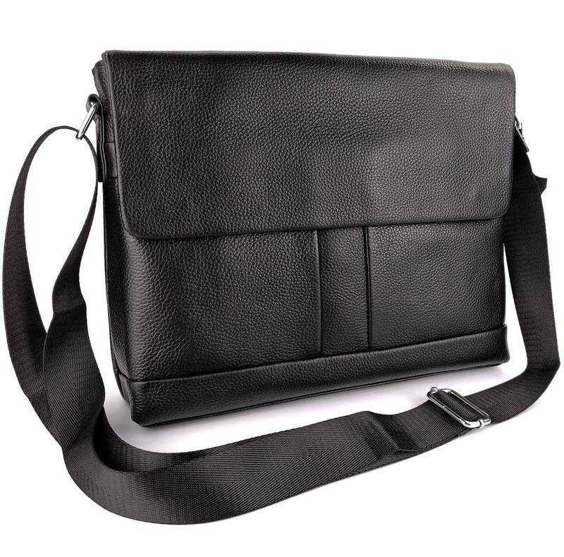 Портфель мужской кожаный для ноутбука и документов Tiding Bag черный - фото 1 - id-p1961314501