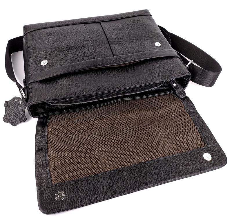 Портфель мужской кожаный для ноутбука и документов Tiding Bag черный - фото 4 - id-p1961314501