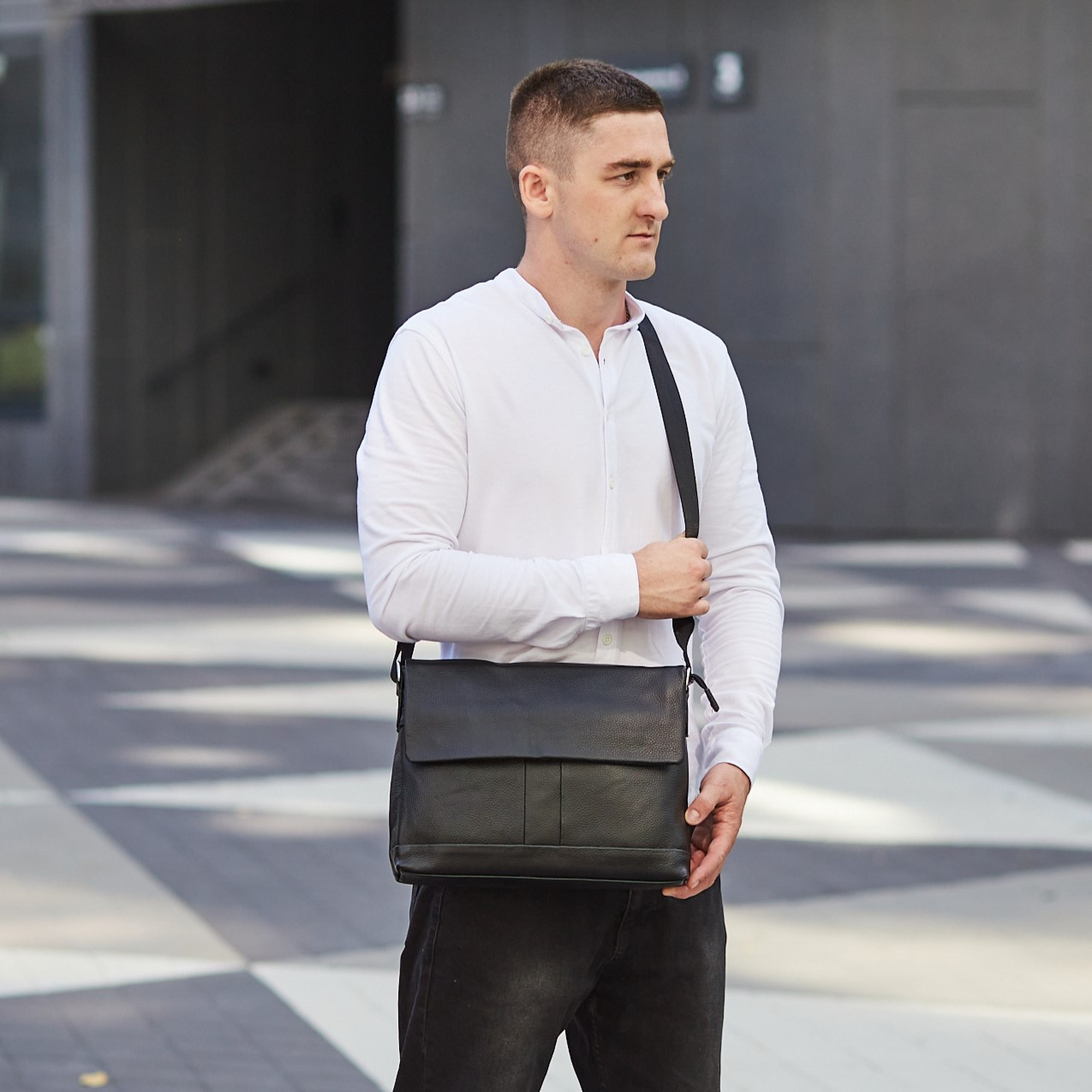 Портфель мужской кожаный для ноутбука и документов Tiding Bag черный - фото 7 - id-p1961314501