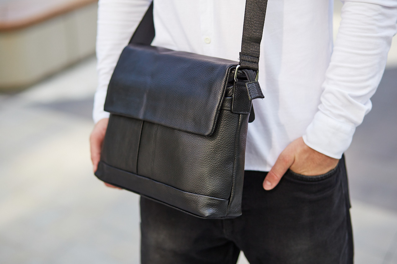 Портфель мужской кожаный для ноутбука и документов Tiding Bag черный - фото 9 - id-p1961314501