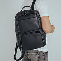 Кожаный черный мужской рюкзак Tiding Bag NM11-166A