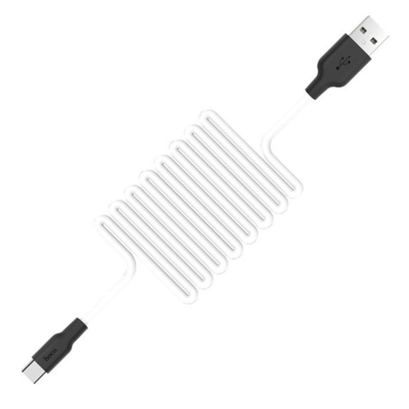 Кабель USB - Type-C Hoco X21 Silicone 2.4A/1m Black-White