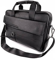 Мужская кожаная сумка-портфель для ноутбука и документов SK N4322 черная