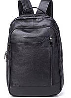 Мужской кожаный рюкзак 28х42х18, сумка на шлейках для мужчины, сумочка для документов, черная