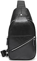 Мужская сумка-слинг кожаная Tiding Bag Черная - MK09983