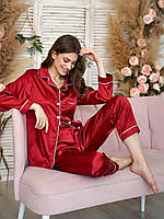 Женская пижама брючная атласная классическая на пуговицах, Женская пижама в стиле Виктория Сикрет