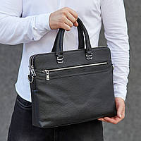 Мужская кожаная сумка для ноутбука и документов Tiding Bag NV2192 Черная