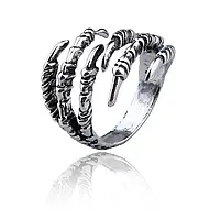 Красивое кольцо в форме двух лап когтей дракона - кольцо унисекс в виде когтей рептилии, размер регулируемый