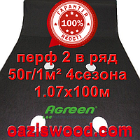 Агроволокно з перфорацією 2 в ряд p-50g 1.07*100м чорне AGREEN 4сезона Італійське якість