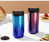 Термокухоль із неіржавкої сталі Термочашка 380 мл Термос для напоїв із кришкою Кружка термос для подорожей, фото 8