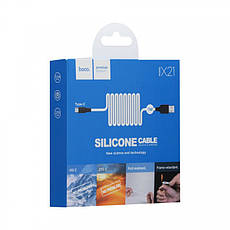 Кабель USB - Type-C Hoco X21 Silicone 2.4A/1m Black-White, фото 4