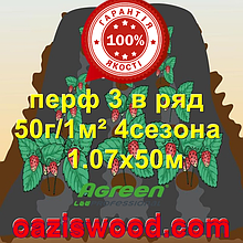 Агроволокно з перфорацією 3 в ряд p-50g 1.07*50м чорне AGREEN 4сезона Італійське якість