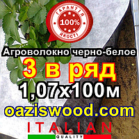 Агроволокно p-50g отверстия 3 в ряд 1.07*100м черно-белое Agreen итальянское качество с перфорацией