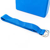 Набір для йоги 2в1 блок для йоги + ремінь для йоги OSPORT Set 26 (n-0057) Синій, фото 4