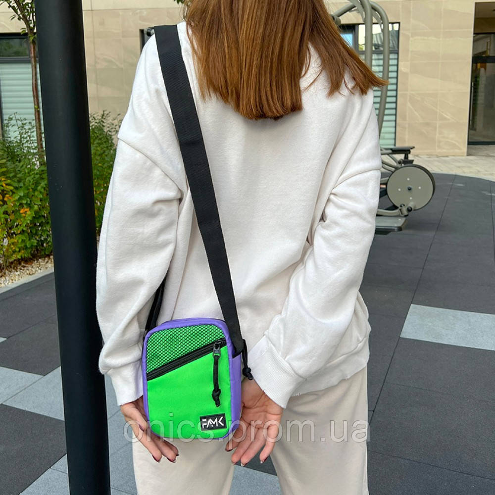 Женская сумка через плече МСR4 зеленая/фиолетовая хорошее качество - фото 2 - id-p1961350398