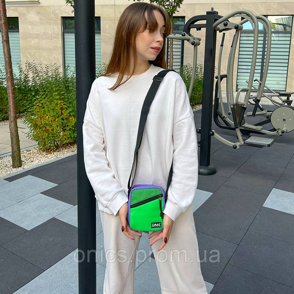 Женская сумка через плече МСR4 зеленая/фиолетовая хорошее качество - фото 3 - id-p1961350398