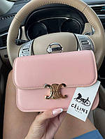 Сумка жіноча Celine Teen Triomphe Bag in Shiny Calfskin Pink Селін рожевий DN062 хорошее качество
