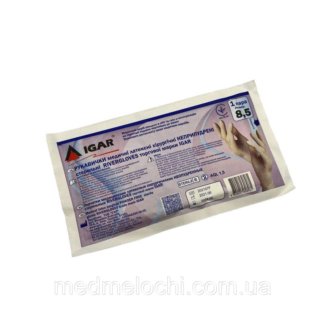 Рукавички латексні розмір 8.5 стерильні, непудровані RIVERGLOVES