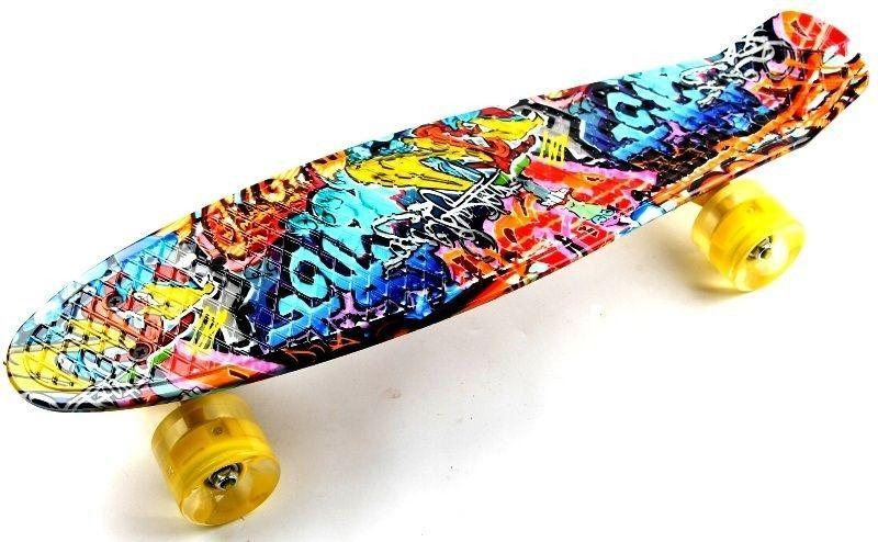 Penny Board Orange Graffiti, світяться колеса, фото 1