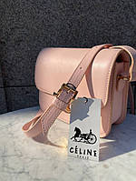 Сумка жіноча Celine Teen Triomphe Bag in Shiny Calfskin Pink Селін пудра DN063 хорошее качество