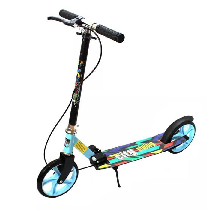 Двоколісний складаний самокат Bavar Sport Scooter 671 ручне гальмо, колеса 200 мм, Бірюзовий