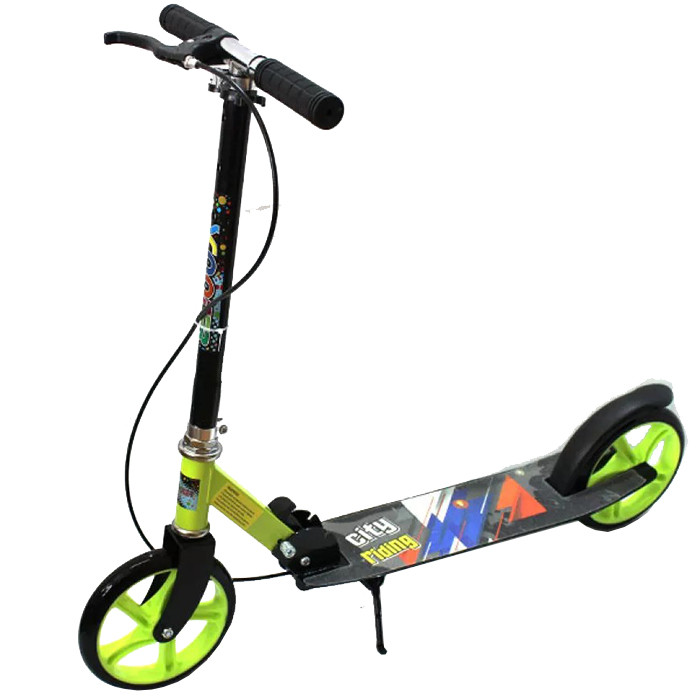 Двоколісний складаний самокат Bavar Sport Scooter 671 ручне гальмо, колеса 200 мм, Салатовий