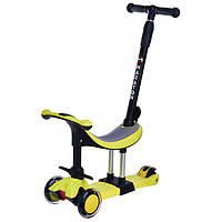 Дитячий триколісний самокат Maraton Credo II B «3 в 1» із сидінням і батьківською ручкою, Жовтий