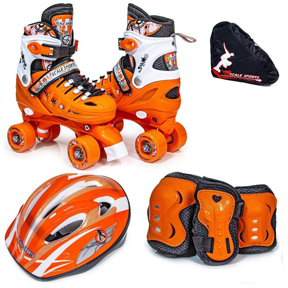 Комплект роликів квадів із захистом Scale Sport помаранчеві, розмір 34-37, фото 1