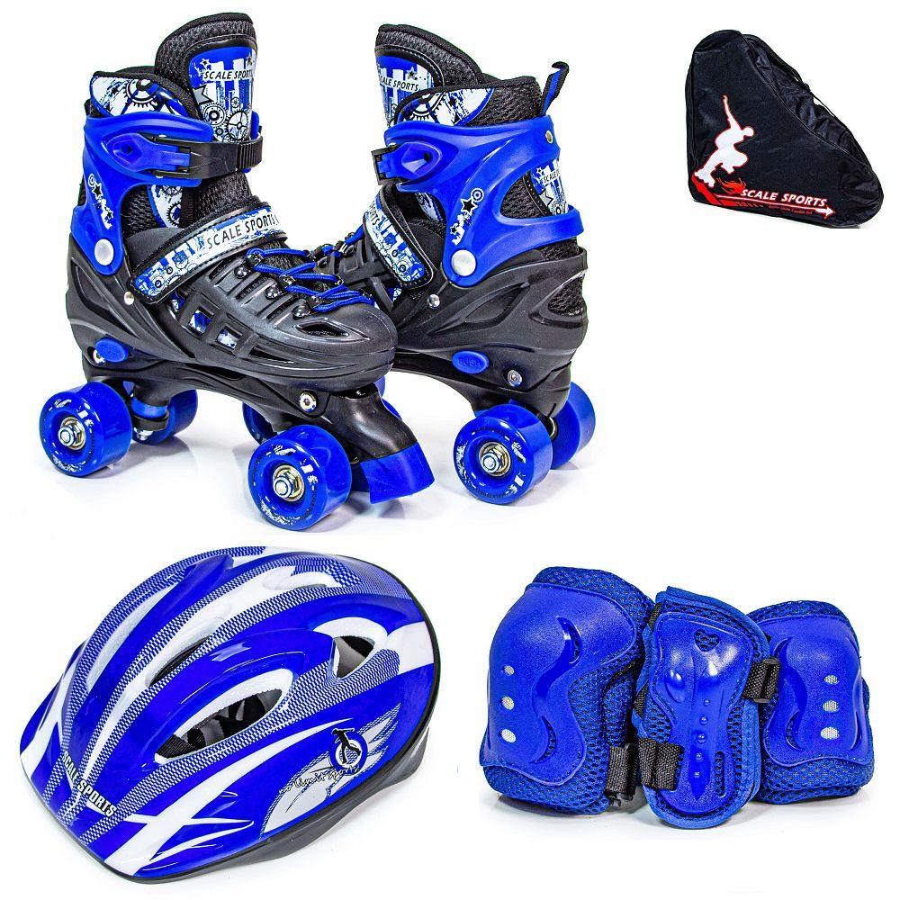 Комплект роликів квадов з захистом Scale Sport розмір 34-37, Синій, фото 1