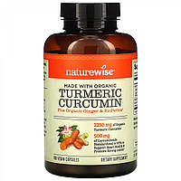 NatureWise, куркумін з органічної куркуми, 180 веганських капсул