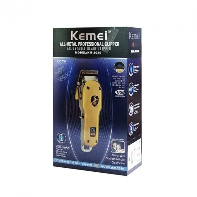 Машинка для стрижки волосся та бороди професійна акумуляторна Kemei USB 5W Gold KM-2030, фото 1