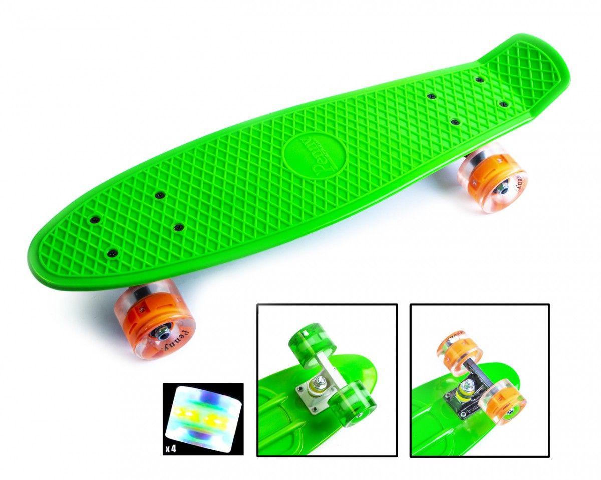 Пенні борд Penny Board Green, Світиться колеса