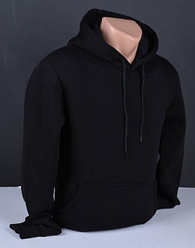 Чоловічий батник з начосом великого розміру | Чоловіче худі на флісі чорний Туреччина 6090 Б