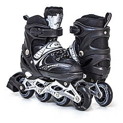 Розсувні роликові ковзани Happy розмір 29-33 Чорний, колеса, що світяться