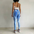 Лосини безшовні жіночі спортивні блакитні для фітнеса з пуш ап Легінси для тренувань бігу танців з високою талією, фото 6