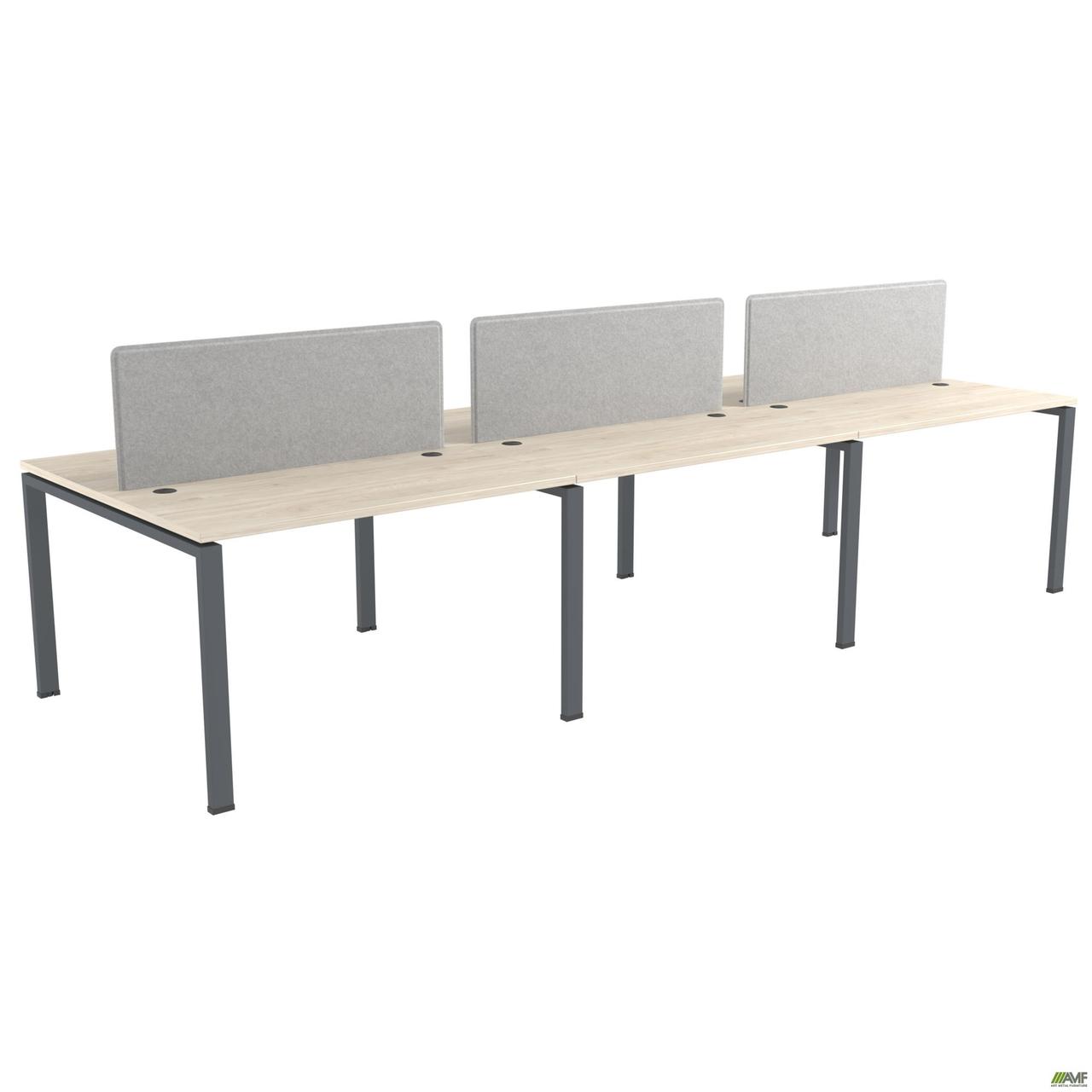 Стіл менеджера на 6 робочих місць.Комплект 13. В'яз Ліберті Димчастий. Чорний графіт