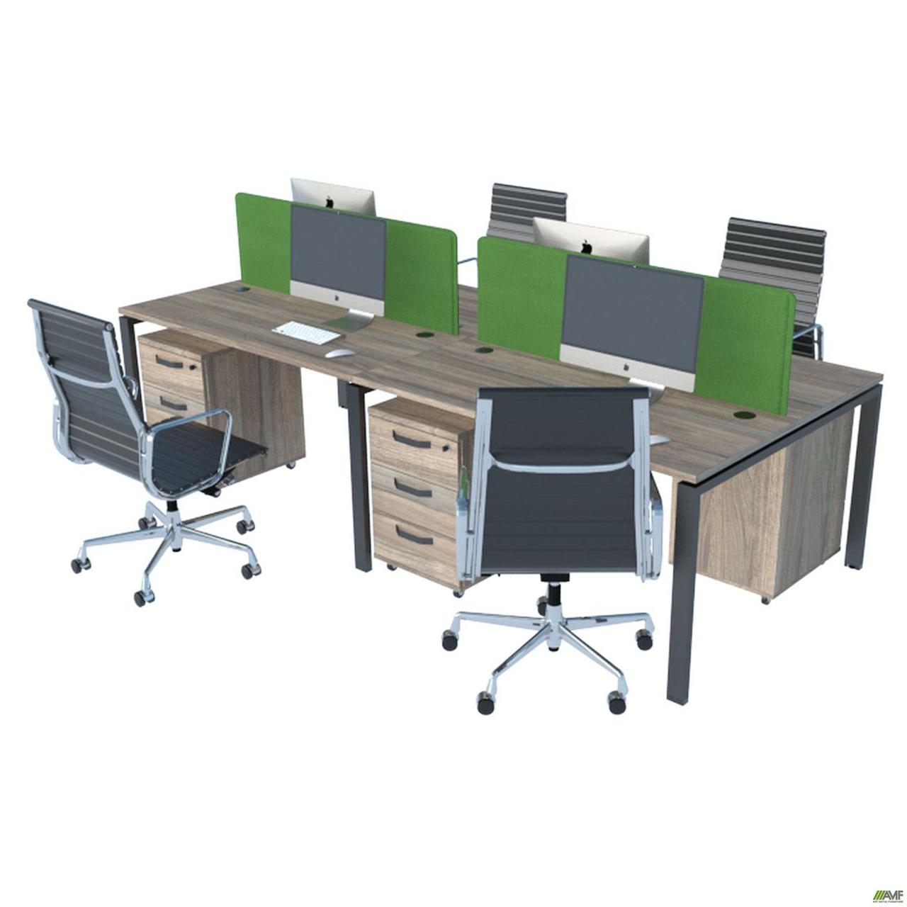 Стіл менеджера на 4 робочих місця. Комплект 15. В'яз Ліберті Димчастий. Чорний графіт