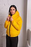 Куртка жіноча коротка з капюшоном демісезонна — 007 жовтий колір, фото 4