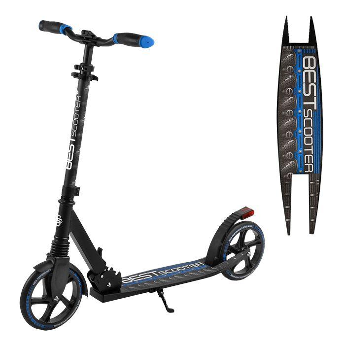 Самокат двоколісний складаний Best Scooter 94123, гальмо зі світлом, чорно-синій